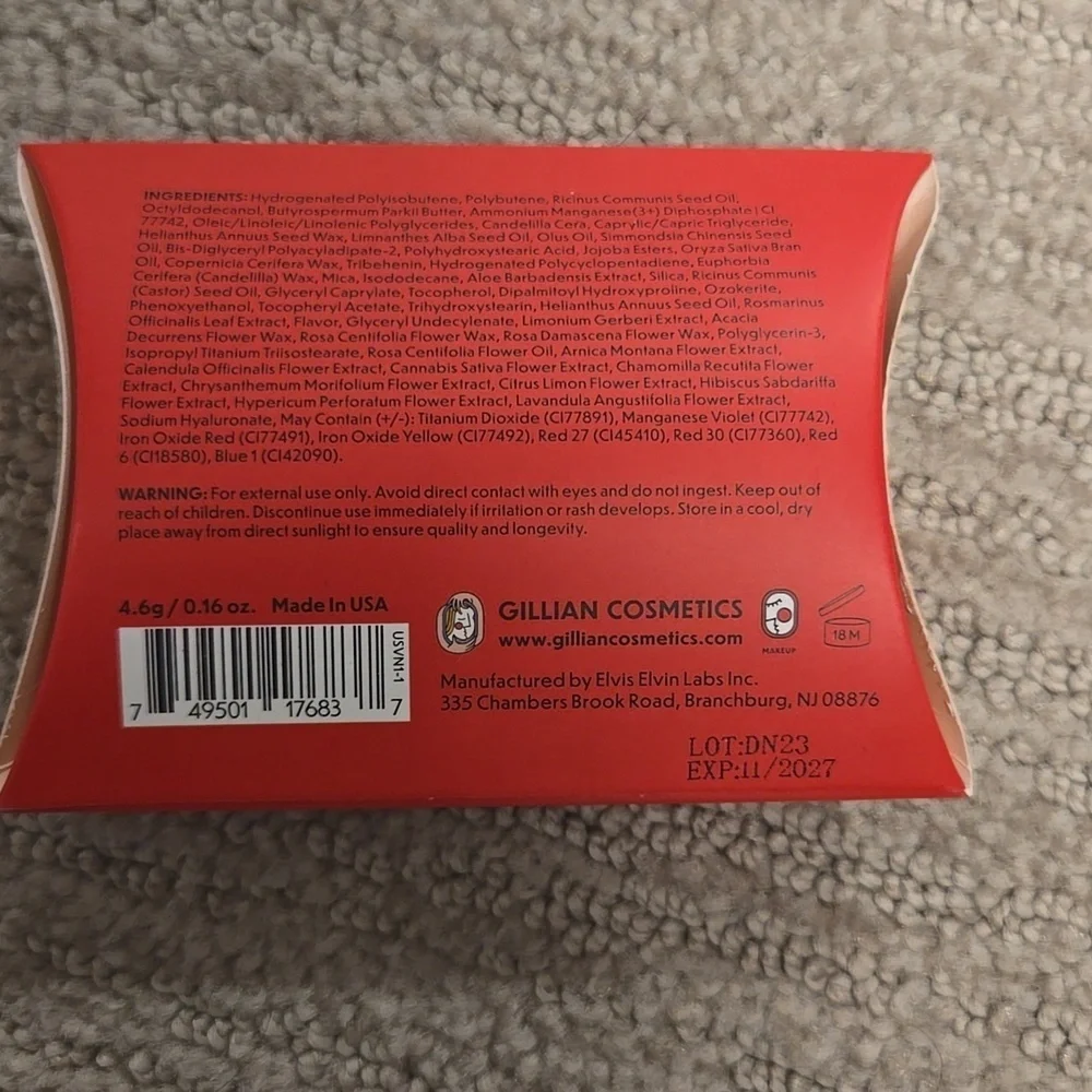 NIB Gillian Cosmetics Silky Soft Lip Color-Satin 233 Kissable Cutie